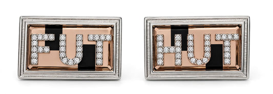 FUT HUT Crystal Letter Cufflinks