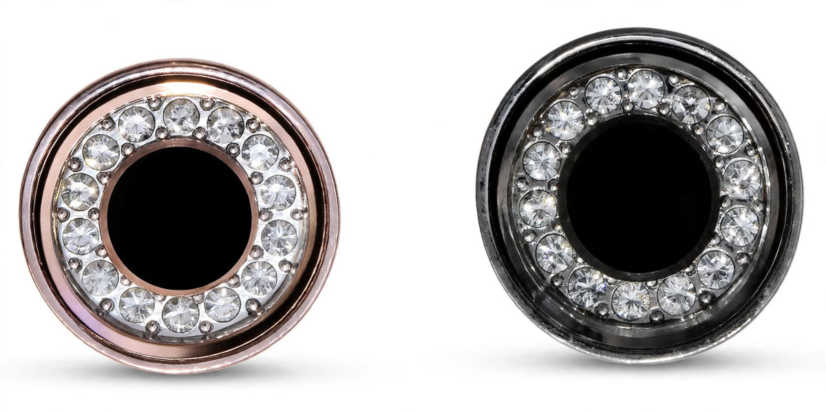 Black Halo Full Crystal Round Cufflinks