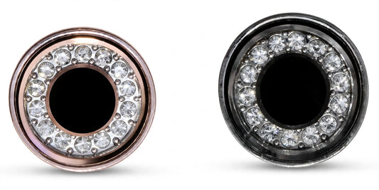 Black Halo Full Crystal Round Cufflinks