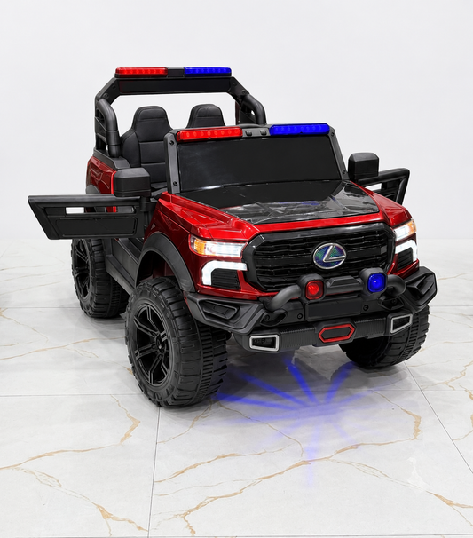 Red 4x4 Kids Police Ride-On Jeep