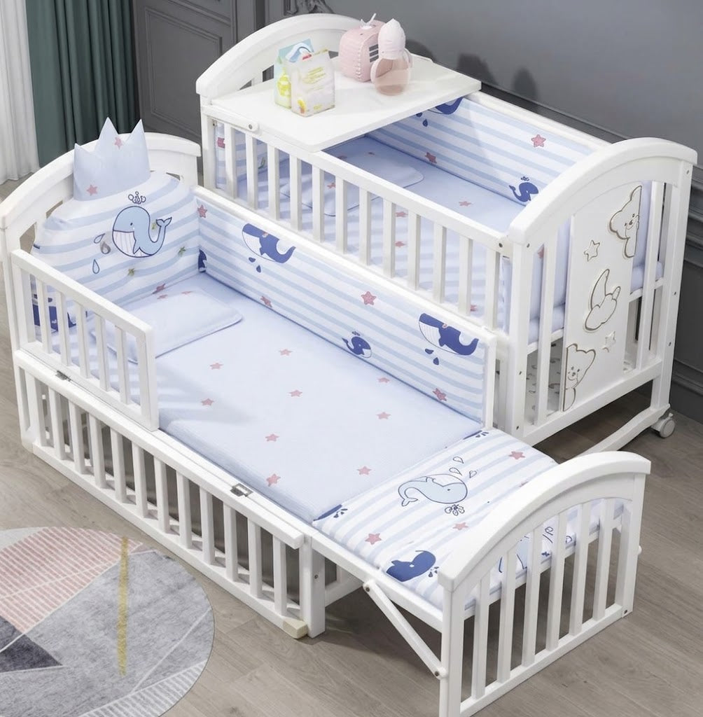 White Convertible Wooden Baby Cot & Toddler Bed