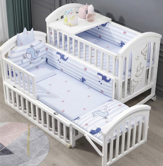 White Convertible Wooden Baby Cot & Toddler Bed