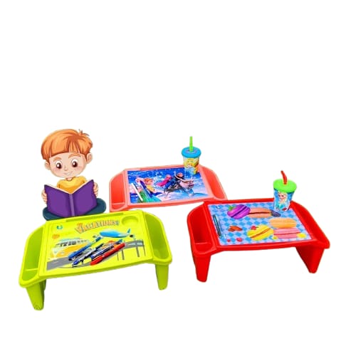 Multi-Color Portable Kids Study Tray with Cup Holder