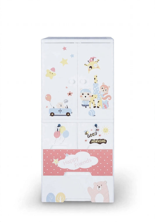 BabyZone Baby Almari J-2222 HF - Happy Friends Pink White