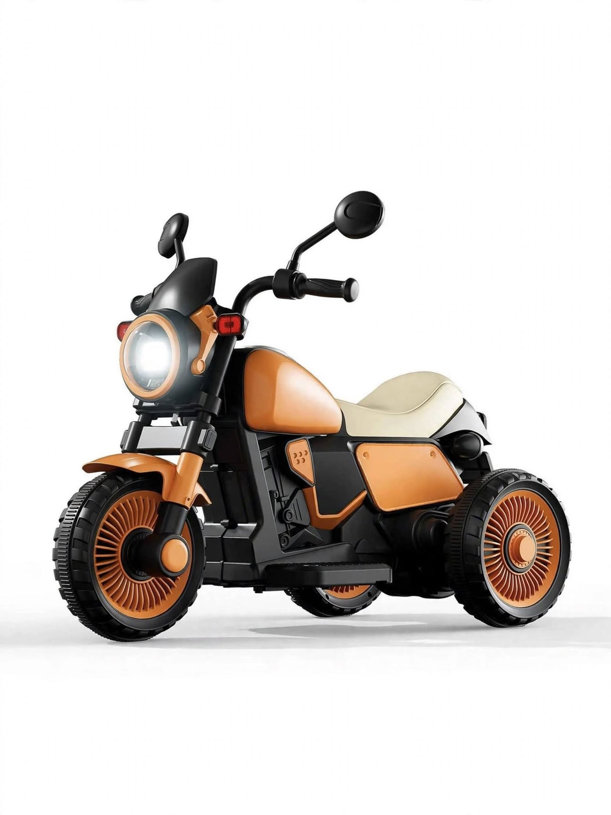 Tiger Vintage - Kids Electric 3-Wheel Chopper Bike with LED Headlight & Fat Spoke Wheels