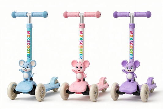 For Model 622 - MZX Scooter with Mouse  Product Name: Model 622 MZX Kids Scooter - Cute Mouse Cartoon with Big Wheels