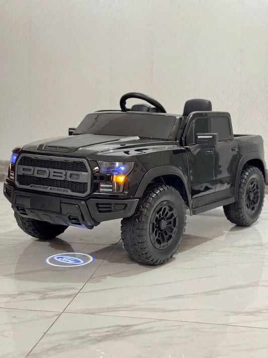 Black Kids Ford Raptor Pickup Truck - POBO Edition With Logo Light