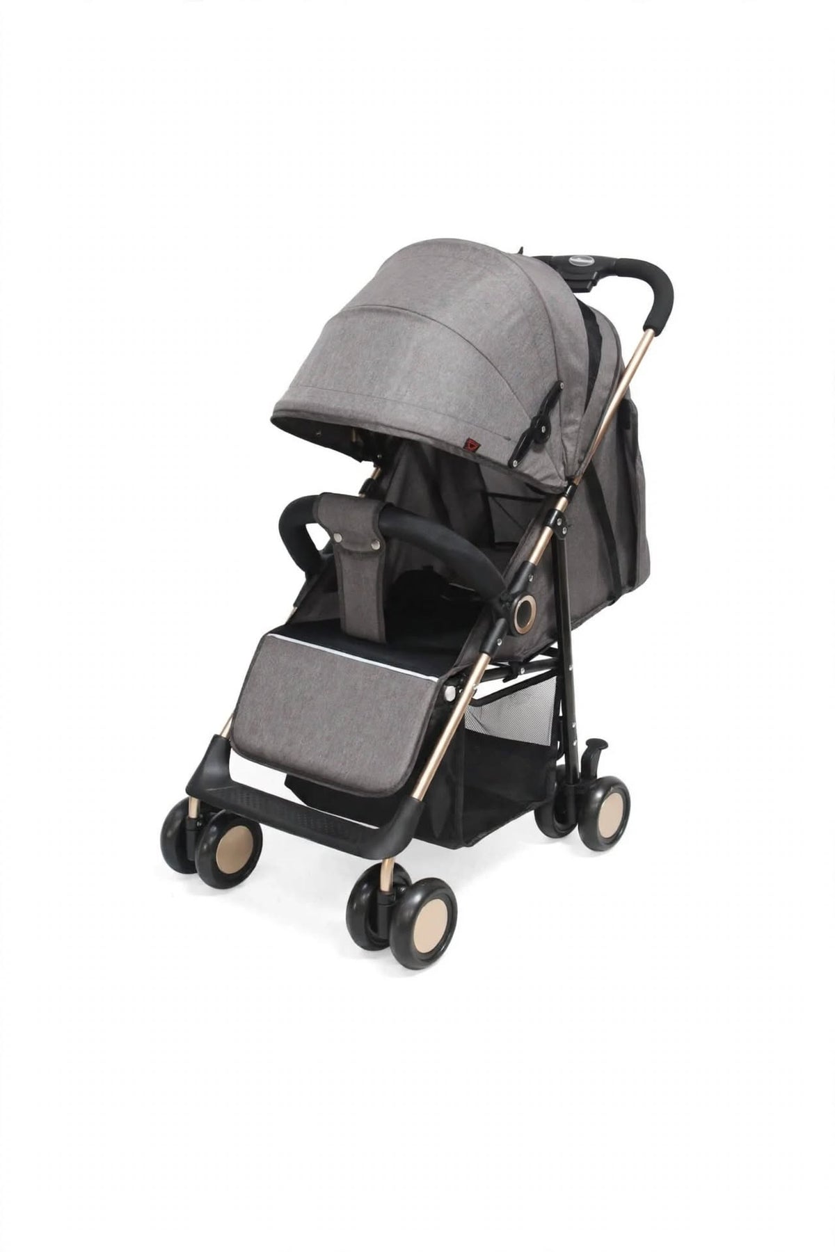 Premium Grey Baby Stroller with Rose Gold Frame - Lightweight & Foldable