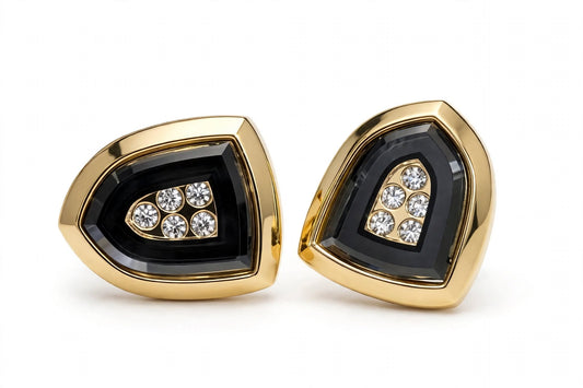 Black Triangle Halo 5 Crystal Cufflinks