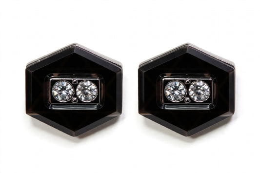 Black Hexagon Dual Crystal Cufflinks