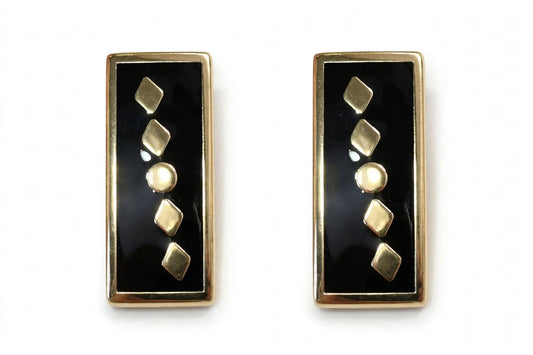 Black Onyx Vertical Gold Dot Cufflinks