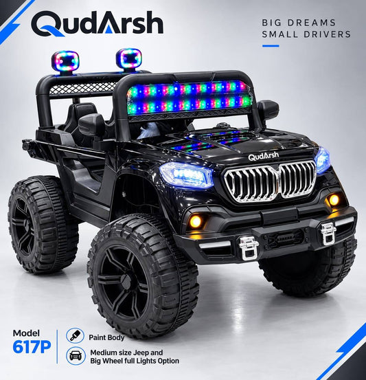 QudArsh 617P Black Paint Body Jeep - Full Lights Option - Medium Size Big Wheels