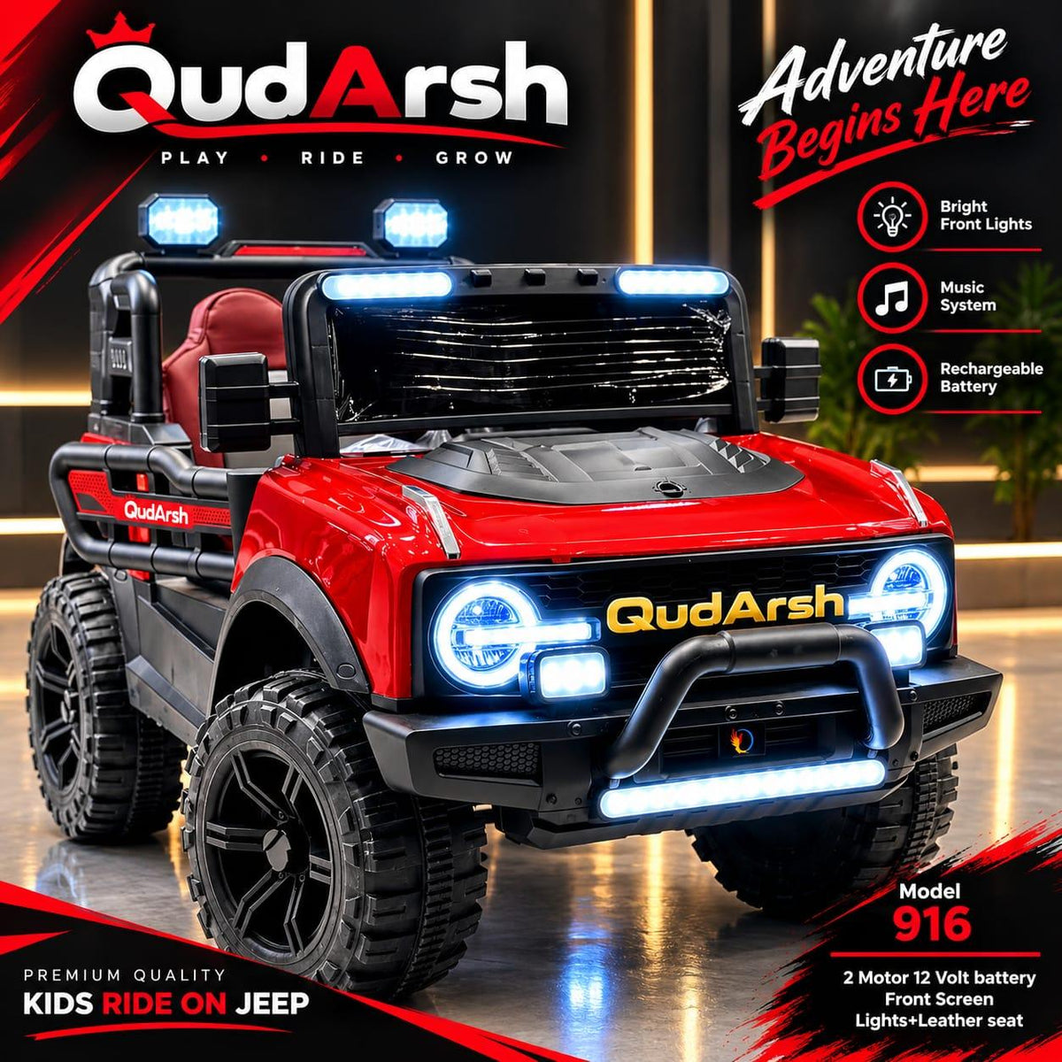 Jeep - Halo LED Lights + Light Bar + Leather Seat