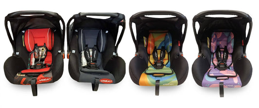 Baby Carry Cot + Car Seat - 4 Trendy Prints Set - Black Frame