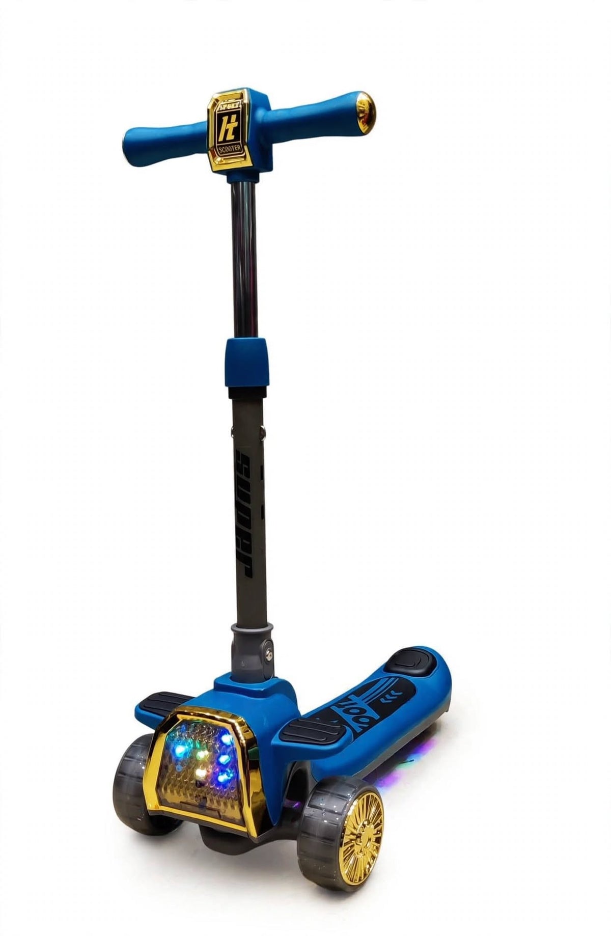 Kids Scooter Model 818 Scooty - 3-Wheel Kick Scooter with Front Disco Light, Music, Adjustable Height for 3-8 Years