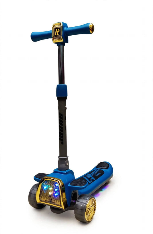 Kids Scooter Model 818 Scooty - 3-Wheel Kick Scooter with Front Disco Light, Music, Adjustable Height for 3-8 Years
