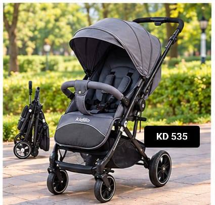 KD 535 Premium Baby Stroller - Lightweight Foldable Travel Pushchair - Grey