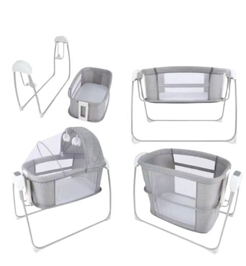 6-in-1 Foldable Baby Cradle - Bassinet + Rocking Chair + Co-Sleeper