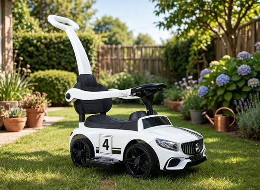 Benz No.4 Push Car / White Mercedes Push Car