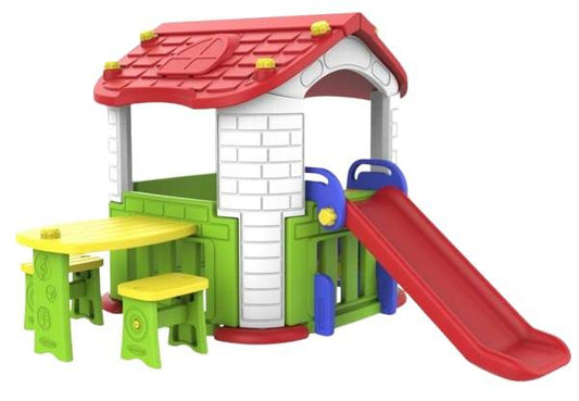Kids Playhouse With Slide and Table Chair Set - 3 in 1 Play House