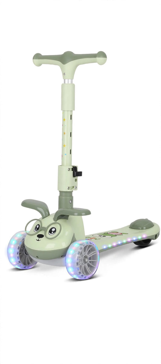 Kids 3-Wheel Kick Scooter with Foldable Handle, LED Light Up Wheels, Puppy Design - Model 513 for Boys & Girls