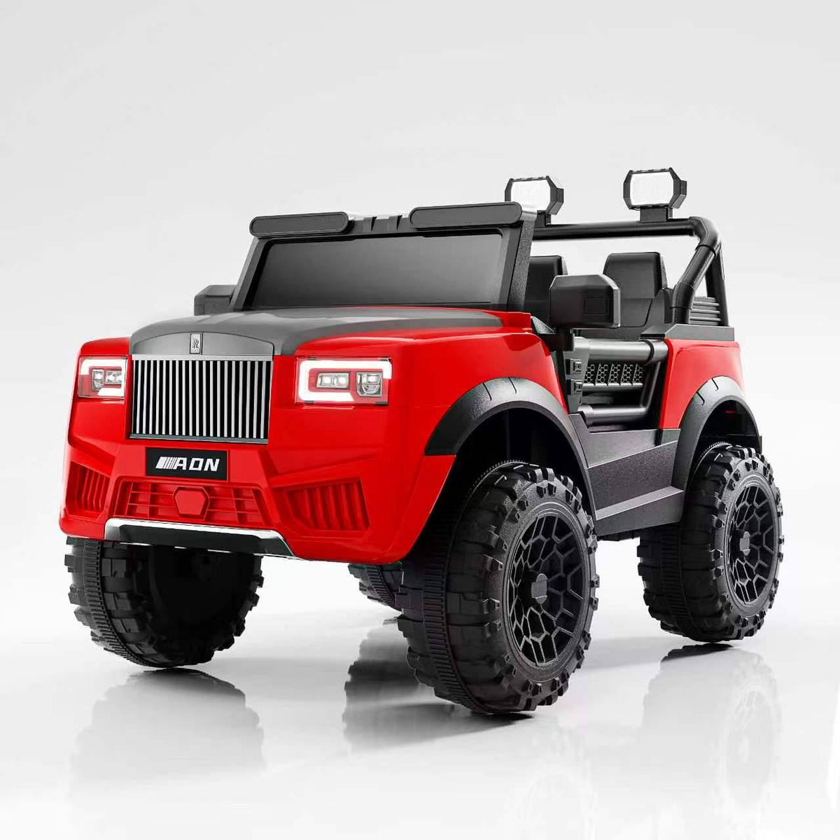 Kids Electric Ride-On Car Model AON | Luxury Rolls Royce Style Big Wheels SUV with LED Lights, Parent Remote & Music | Red & Black
