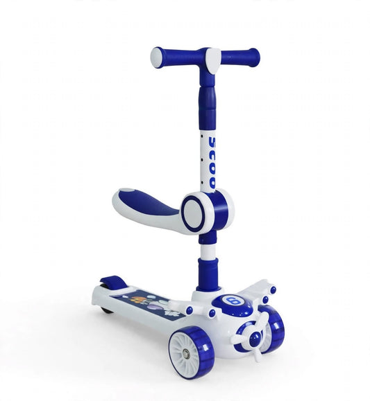 2-in-1 Aeroplane Kids Scooter with Foldable Seat, Cute Plane Design, 3-Wheel Scooter for 2-6 Years