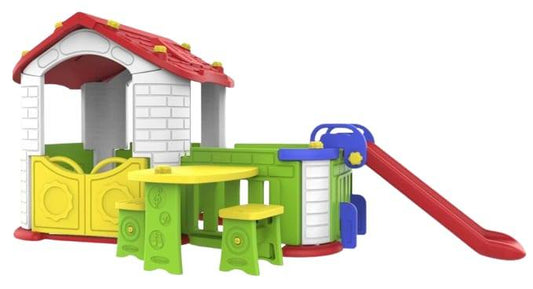 Kids Playhouse With Slide and Table Chair Set - Premium House Slide
