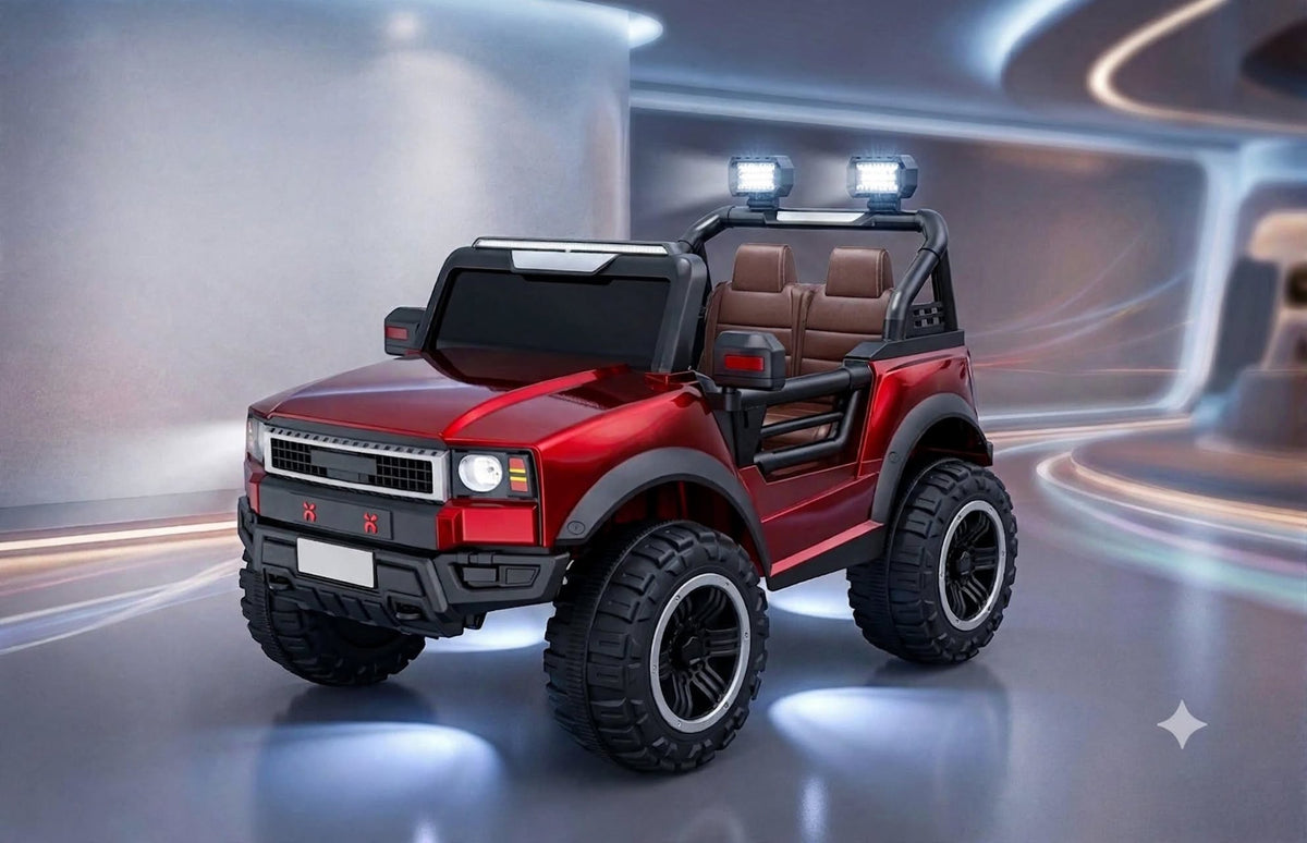Red Kids Monster Jeep 4x4 With Top Search Lights - Model 5188