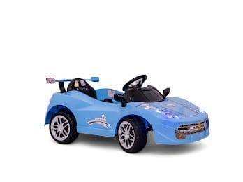Kids Electric Car - Mini Sports Racing Car with Spoiler, LED Lights & Music | Light Blue Color