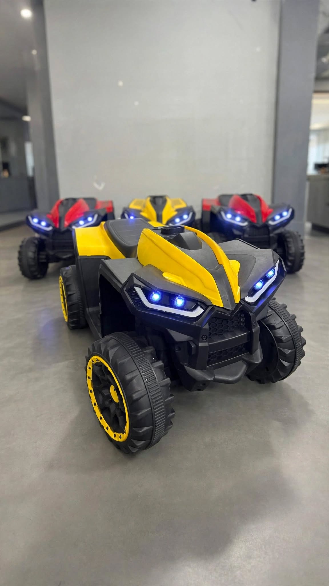 Model 1619 Kids Quad Bike - Blue LED Headlights + Music & Lights - Single Motor