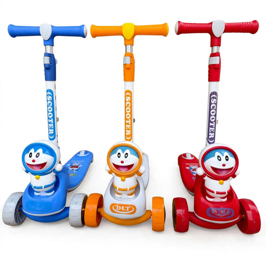 K202 Kids Folding Scooter with Cartoon Doll - Music & LED Lights
