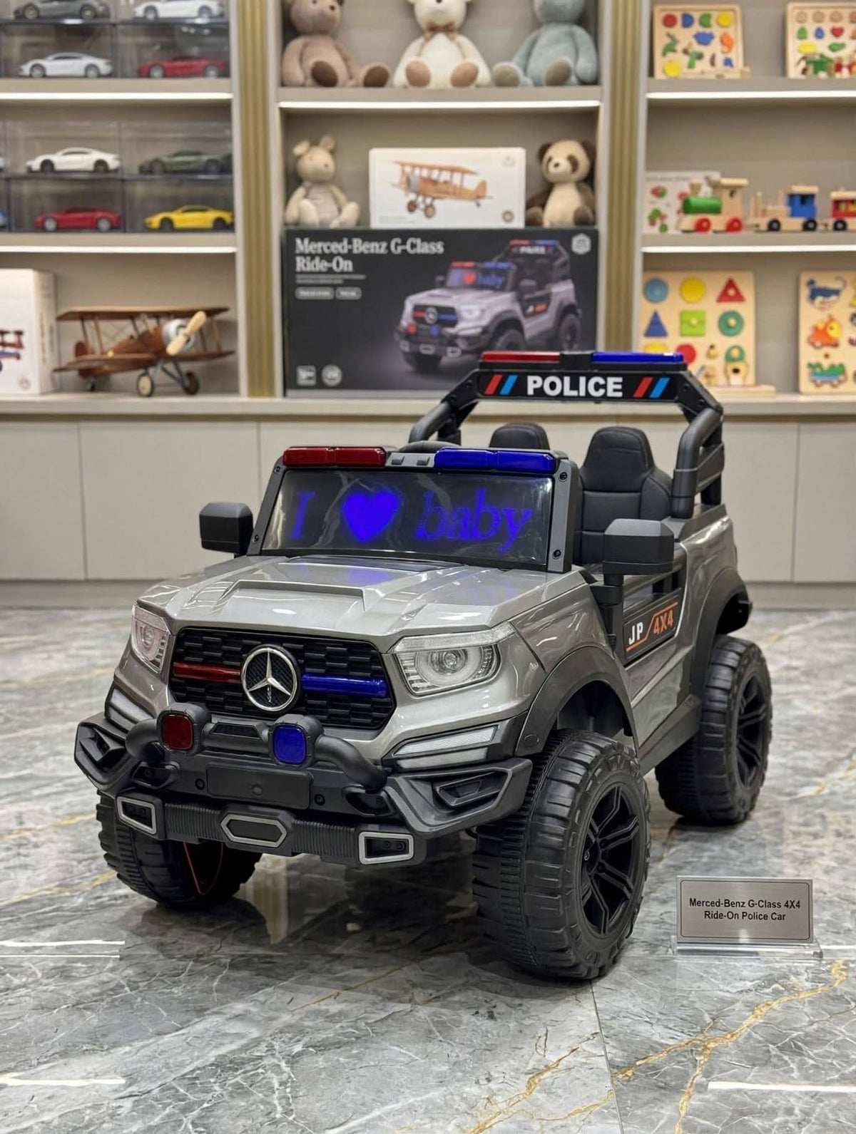 Mercedes-Benz G-Class 4x4 Ride-On Police Car - 12V Kids Electric Jeep with Siren & LED Display