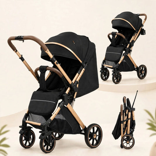 Premium Luxury Baby Stroller with Golden Frame