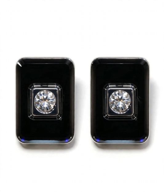 Black Onyx Rectangle Single Crystal Cufflinks
